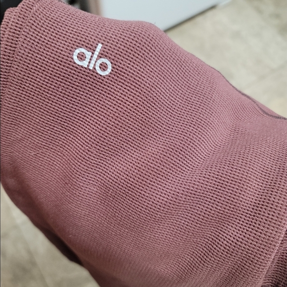 Alo Yoga Micro Waffle Fireside Maroon Sweatpants Jogger S Soft Pull On Swestpant - Picture 5 of 5